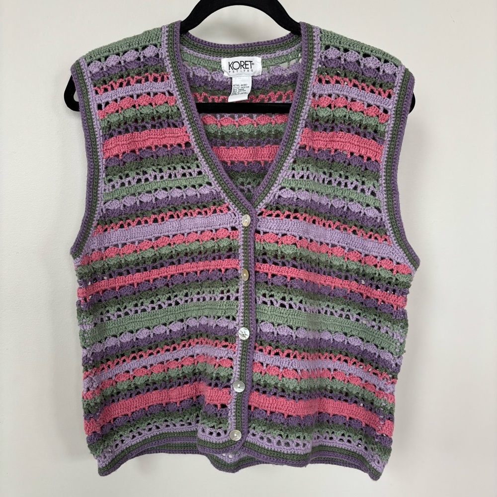 Koret Multicolor Crocheted Sweater Vest Size M
